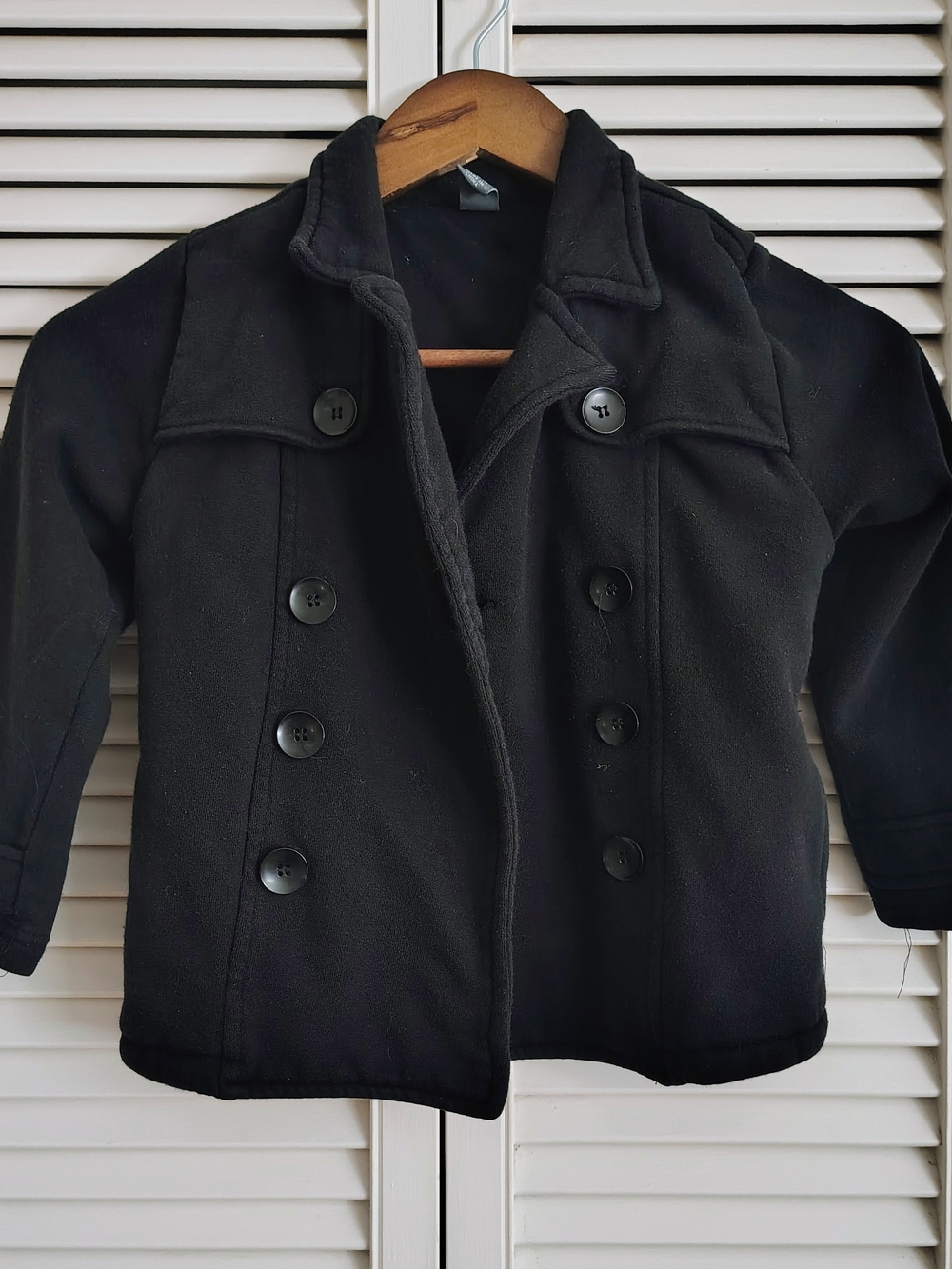 Zara Black Double-Breasted Kids Pea Coat